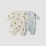 新生兒服裝秋冬保暖嬰兒連衣褲絲綢加厚嬰兒連衣褲 巧克力牛角包+黃油牛角包 52cm