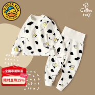 G.DUCKKIDS小黃鴨嬰兒秋衣套裝全棉高腰護肚秋褲男女寶寶長(cháng)袖分體睡衣 奶牛 90 cm (建議身高75-82CM,體重19-24斤)