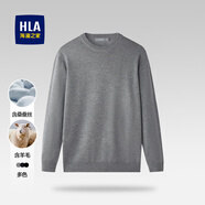 海瀾之家（HLA）毛衣男保暖長(cháng)袖針織衫男圓領(lǐng)套頭內搭打底衫男含羊毛舒適毛衫男 中灰10 -含羊毛/桑蠶絲 L /175/92A