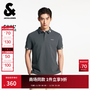 杰克·瓊斯（JACK&JONES）男裝夏季新款刺繡舒適清爽短袖上衣翻領(lǐng)T恤直筒polo衫225206032 E44黑砂色 M （175）