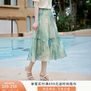 香影海邊度假暈染連衣裙女2025夏季新款民族風(fēng)波西米亞v領(lǐng)雪紡裙 綠花R85S708 半身裙 XL 170/92A/125-140斤