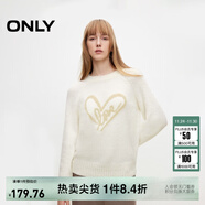 ONLY冬季休閑百搭圓領(lǐng)保暖寬松毛衣針織衫女|124413017 A43 奶油白色 L 170/88A