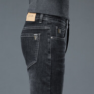 南極人（Nanjiren）韓版修身男褲秋冬厚款修身彈性百搭時(shí)尚感小直筒牛仔 9016-3黑灰 厚款 28 (2尺1)100斤