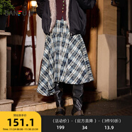 三福（SANFU）長(cháng)裙2025冬季松緊腰不規則擺半身裙中腰裙子女裝511339 藏青 L