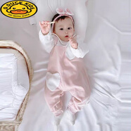 G.duck品牌童裝嬰兒衣服春秋新款新生裝套裝中國風(fēng)03個(gè)月女寶寶爬服6紅 粉色【立體桃心】連體衣 66 碼