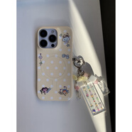 中掌柜Moshi Moshii#貝貝美髪屋 原創(chuàng  )可愛(ài) 進(jìn)口韓菲硬殼磨砂磁吸手機殼 黃色波點(diǎn)+手機鏈 iPhone 14