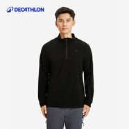 迪卡儂（DECATHLON）保暖戶(hù)外抓絨衣外套男女運動(dòng)寬松秋搖粒絨外套沖鋒衣內膽 男款-半拉鏈-黑色 XL