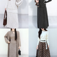 N354到N487/十三行早秋氣質(zhì)氛圍感連衣裙秋冬顯瘦針織新款裙女 N460 均碼 80斤到130斤