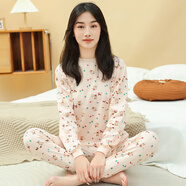 南極人（Nanjiren）采購產(chǎn)品大齡兒童純棉秋季服裝和長(cháng)褲套裝，女孩棉質(zhì)毛衣，貼身內 叢林小兔(中領(lǐng)) M 160c 適合身高145-155cm