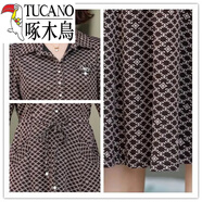 啄木鳥(niǎo)（TUCANO）中年女春夏連衣裙2025新款洋氣顯瘦遮肚子翻領(lǐng)時(shí)尚媽媽裝秋裝裙子 黑色 【有口袋】旗艦款 4XL 建議135-145斤旗艦款