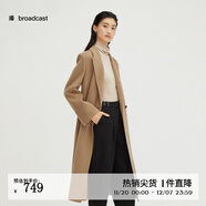 播翻領(lǐng)毛呢外套秋冬新品綿羊毛中長(cháng)款通勤大衣女 O70黎茶色 S