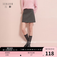 三彩2025冬季新款復古波點(diǎn)裙高腰半身裙A字裙顯瘦短裙百搭M 深邃灰 S 155/64A