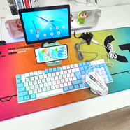 其他品牌直連安卓手機平板手游吃雞穿越DNF游戲電競鍵盤(pán)鼠標走位壓槍神器 m3靈咤競技型+競技鼠標 【加厚混光白藍方鍵】