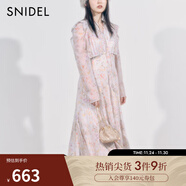 SNIDEL秋冬甜美淑女荷葉邊收腰百褶印花連衣裙SWFO244316 混合色 M （1）