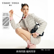 糖力【商場(chǎng)同款】2025春秋新款星辰灰細閃花紗混紡小香風(fēng)短外套女 灰色 細閃花紗混紡 精致貴氣 M 建議105-120斤