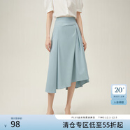 范思藍恩法式不規則a字半身裙女中長(cháng)款設計感氣質(zhì)百褶裙24FS12104 油畫(huà)藍 M