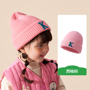 Kocotree兒童帽子男女童秋冬季節韓版保暖針織抗起球時(shí)尚寶寶毛線(xiàn)童帽 西柚粉 M：頭圍48-52cm，推薦1-4歲