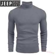 JEEP SPIRIT高檔2025男裝針織衫高領(lǐng)毛衣秋冬歐美長(cháng)袖套頭毛線(xiàn)衫 深灰色 S 版型偏小，建議拍大一碼