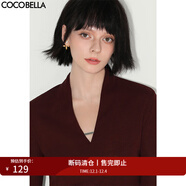 COCOBELLA設計感V領(lǐng)簡(jiǎn)約氣質(zhì)針織衫女秋氣質(zhì)OL多色打底衫TS98NH 酒紅色 S