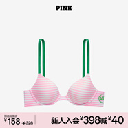 維多利亞的秘密 PINK 2804圓盤(pán)胸外擴文胸舒適薄襯墊3/4罩杯無(wú)痕文胸內衣女 5VS4粉白條紋/綠色肩帶 11202804 75C （34C）