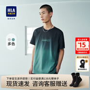 海瀾之家（HLA）短袖t恤男裝春夏季時(shí)尚字母印花純棉漸變透氣男女情侶裝T恤衫 黑色漸變V6 M /170推薦63~68kg