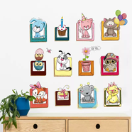 帕尼哲幼兒園卡通裝飾布置窗戶(hù)玻璃門(mén)貼紙畫(huà)教室兒童節房間學(xué)生臥室墻壁 小動(dòng)物相框 大