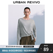 UR2025秋季新款女裝慵懶休閑風(fēng)綁帶超寬松長(cháng)袖T恤UWB450049 花灰 (偏寬松) S (XS-S)