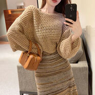 Ady Glenna針織衫女氣質(zhì)外搭秋氛圍感吊帶毛背心流蘇長(cháng)裙套頭網(wǎng)眼罩衫上衣女 網(wǎng)眼罩衫 (單件) S 80-95斤