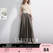三彩2025夏季新款松緊高腰半身裙純棉簡(jiǎn)約大擺A字裙長(cháng)裙垂感M 淡灰綠 S 155/64A