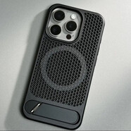 中掌柜高品質(zhì)透氣散熱磁吸折疊支架適用蘋(píng)果16pro手機殼新款超薄15proma [經(jīng)典黑]X2蜂窩散熱磁吸折疊支架 iPhone 15 Pro Max