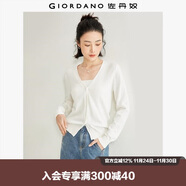 佐丹奴（Giordano）針織開(kāi)衫女小外套 純棉V領(lǐng)小衫女 外搭純色女外衣05350649