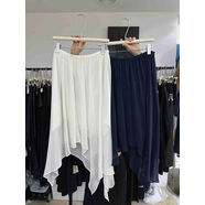 TCCW設計感不規則飄逸裙擺半身裙女夏季新款BestU小眾氣質(zhì)長(cháng)裙 杏色半裙 M M