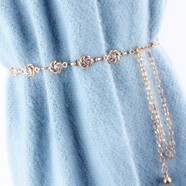 庭睿 玫瑰花金屬腰鏈女水鉆裙子細腰帶裝飾連衣裙夏季襯衫褲鏈條配飾 金色