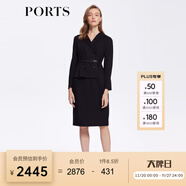PORTS 寶姿秋冬新品女裝優(yōu)雅修身中長(cháng)裙通勤V領(lǐng)針織連衣裙 ALM9N012LCF053-黑色 L (8)