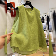 高級感拼接層次感假兩件吊帶背心夏季純棉多巴胺外穿無(wú)袖坎肩上衣 綠色 4XL 建議180-200斤