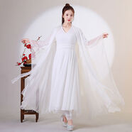 禪舞服外披禪意仙女古裝外套廣袖飄逸薄紗禪服仙女裝禪意防曬外罩 白色雙層外披 M M120長(cháng)