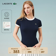 LACOSTE法國鱷魚(yú)女裝25春夏新款拼色純棉修身舒適短袖T恤|TF2432 HHW/藏青色/白色拼色 S 36