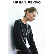 UR2025秋季新款女裝休閑撞色拼接領(lǐng)口紐扣針織開(kāi)衫UYY950080+ 深灰 M