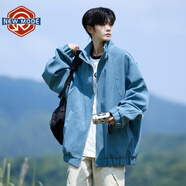 NEW OR MODE美式復古翻領(lǐng)pu皮夾克男秋季高級感潮牌大碼寬松痞帥男生外套男款 J861-藍色 4XL 【建議180-205斤】