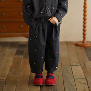 童裝女童保色牛仔褲2025早秋款彩色波點(diǎn)寶寶哈倫褲兒童長(cháng)褲 藍色 80 80cm