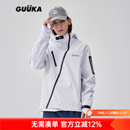古由卡（GUUKA）潮流機能風(fēng)進(jìn)藏風(fēng)衣男秋 山系戶(hù)外防水登山?jīng)_鋒上衣服寬松易穿搭 淺灰色G60315 S