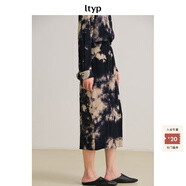 旅途原品【明星同款】ltyp墨上花開(kāi)真絲手工拔染半裙時(shí)尚優(yōu)雅八分/拖地裙 八分-藍杏色-潑墨扎染 M