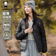 HIPANDA你好熊貓羽絨服女冬季2025新款女士修身短款休閑輕薄立領(lǐng)外套女款 黑色 L
