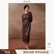 茂禾氣質(zhì)羊毛混紡連衣裙2025秋裝新款扭花九分袖25MH63906 籽蘇 L