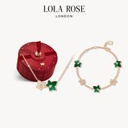 LOLA ROSE羅拉玫瑰ivy常青藤系列新款雙葉寶石女士項鏈輕奢生日禮物送女友 常青藤【紅運】限定項鏈+手鏈套裝