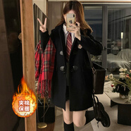 她及其他jk外套冬季加厚森女日系部落學(xué)院風(fēng)JK制服呢子大衣女冬季夾棉加厚 紺色（夾棉加厚） 優(yōu)質(zhì)版送徽章 S