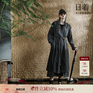 日著(zhù)原創(chuàng  )中長(cháng)款黑色風(fēng)衣2025秋季斗篷式超好看水洗牛仔收腰外套女 秘境黑 L