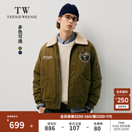 Teenie Weenie小熊男裝復古高街寬松防風(fēng)保暖字母徽章翻領(lǐng)夾克 軍綠色 M