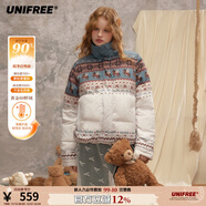 UNIFREE美式復古90絨羽絨服新款女款費爾島穿輕便舒適保暖外套 花色 S