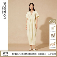 例外（EXCEPTION）新中式女裝亞麻桑蠶絲混紡連衣裙流蘇設計顯瘦V領(lǐng)禪意裙子 米白/05 M